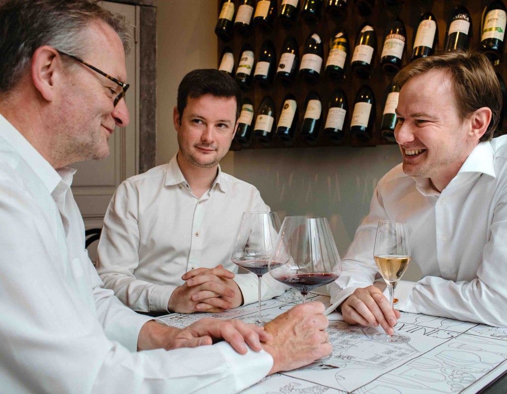 Conventosommeliers Stéphane Godfroid, Tom De Praetere en Olivier Pareit / Foto Nathalie Dolmans